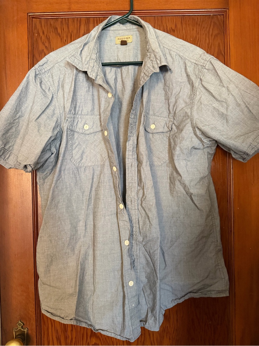 Sonoma Light Blue Short Sleeve Chambray Button-Down Shirt